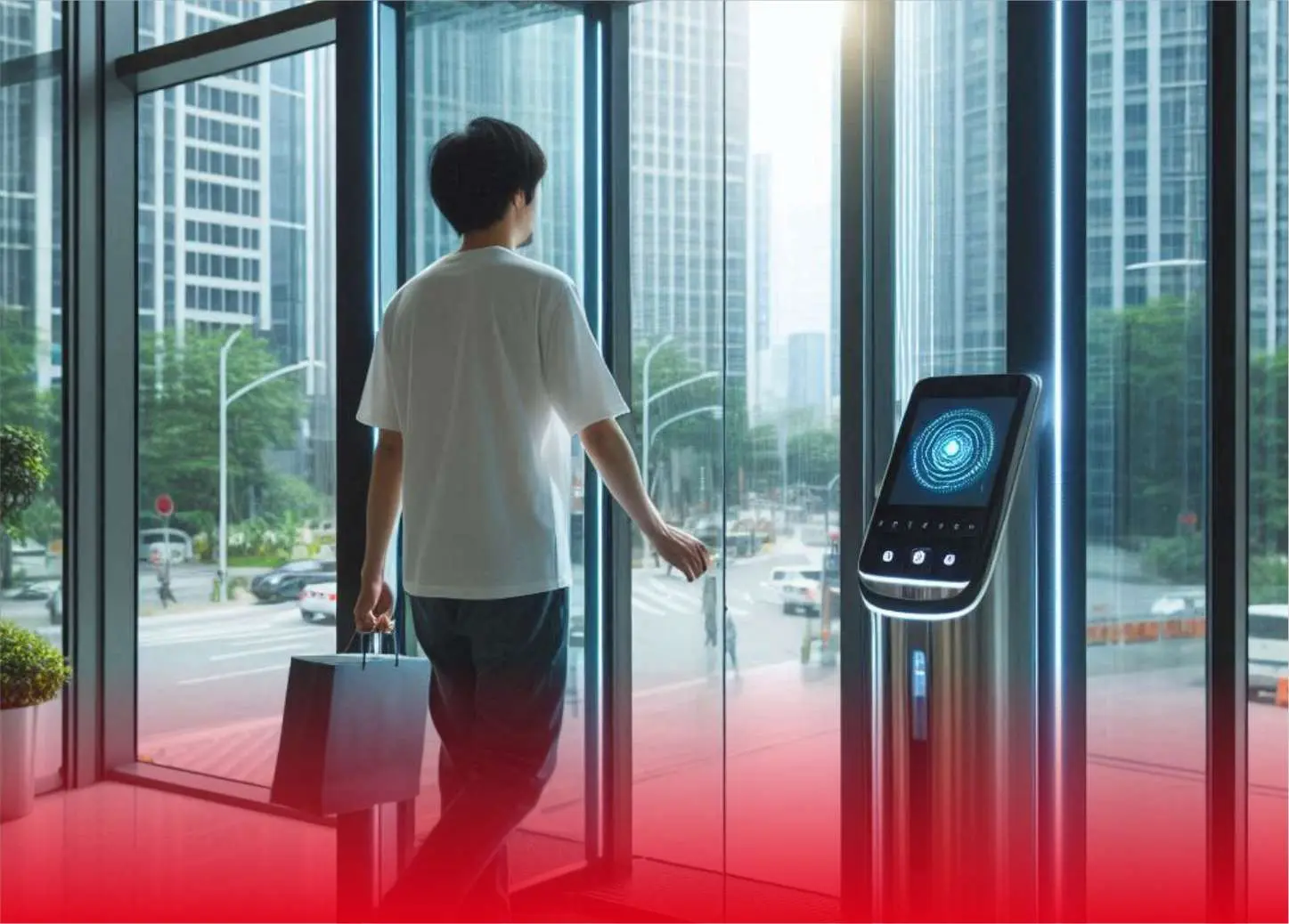 A man using ACIX smart door access control system