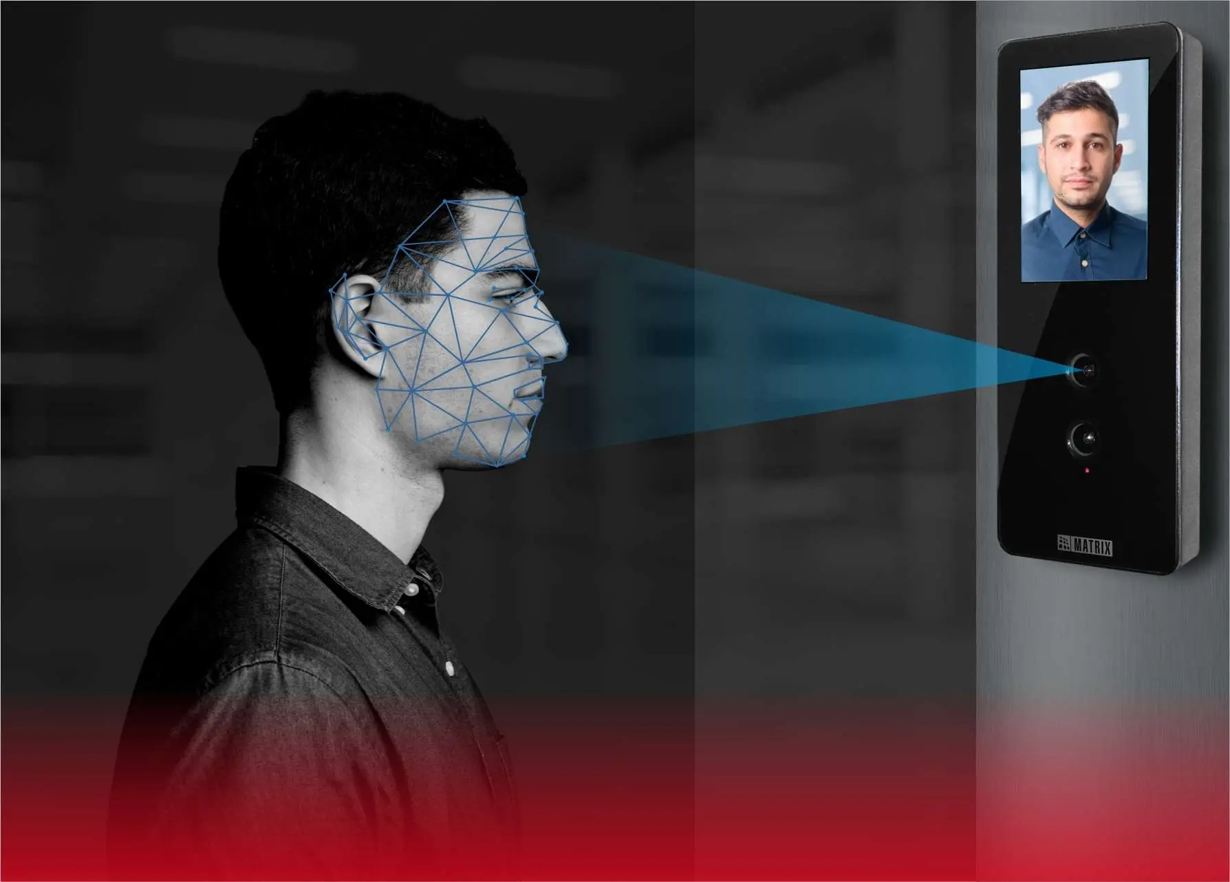 An employee using ACIX face recognition attendance system