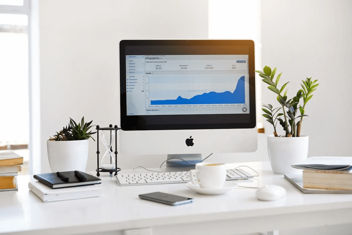 A computer showing graphs